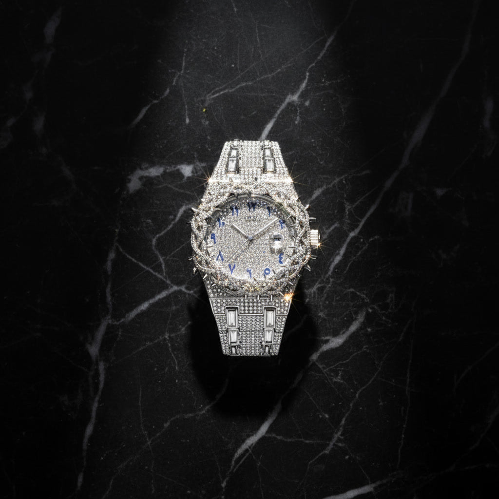 Iced Out Men's Watch – Full Diamond Hip Hop Luxury Quartz Watch with Date – Macklo London