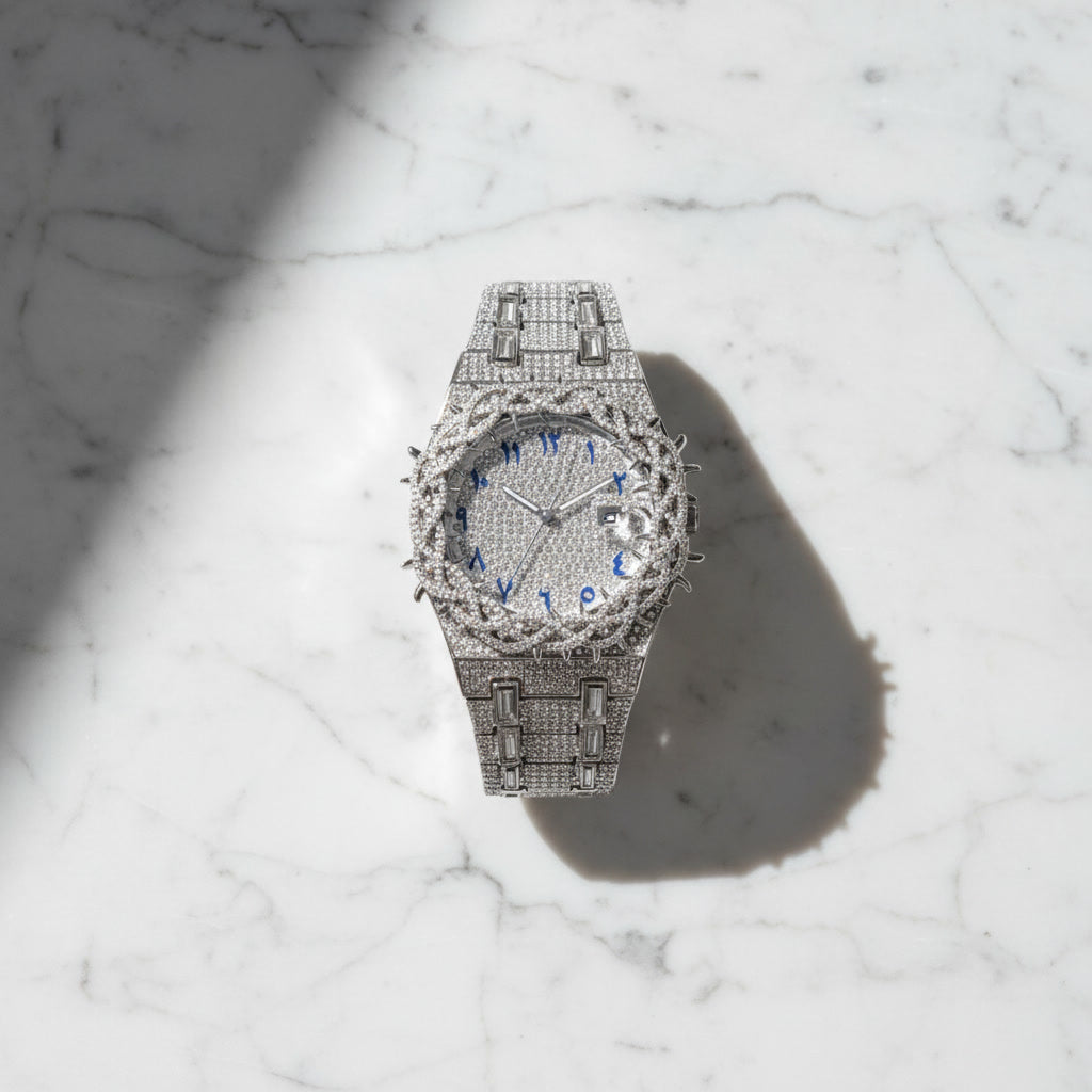 Iced Out Men's Watch – Full Diamond Hip Hop Luxury Quartz Watch with Date – Macklo London