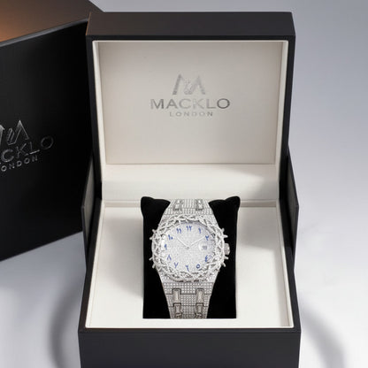 Iced Out Men's Watch – Full Diamond Hip Hop Luxury Quartz Watch with Date – Macklo London