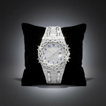 Iced Out Men's Watch – Full Diamond Hip Hop Luxury Quartz Watch with Date – Macklo London