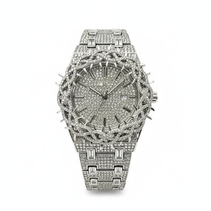 Iced Out Men's Watch – Full Diamond Hip Hop Luxury Quartz Watch with Date – Macklo London