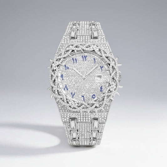 Iced Out Men's Watch – Full Diamond Hip Hop Luxury Quartz Watch with Date – Macklo London