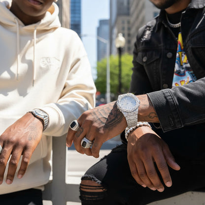Iced Out Men's Watch – Full Diamond Hip Hop Luxury Quartz Watch with Date – Macklo London