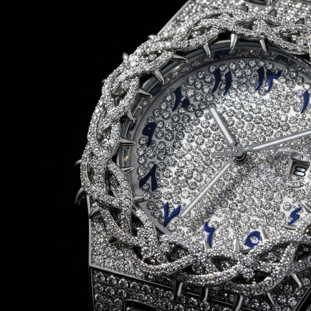 Iced Out Men's Watch – Full Diamond Hip Hop Luxury Quartz Watch with Date – Macklo London