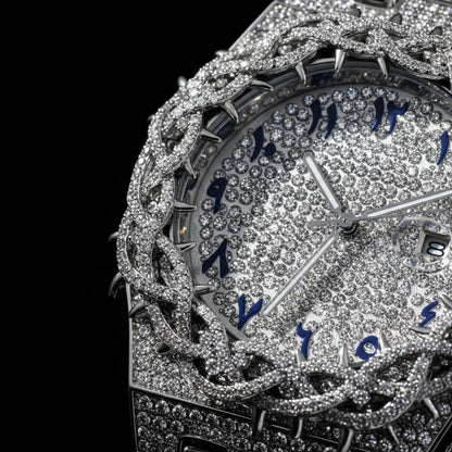 Iced Out Men's Watch – Full Diamond Hip Hop Luxury Quartz Watch with Date – Macklo London