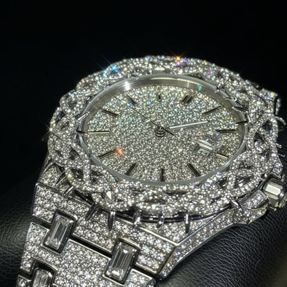 Iced Out Men's Watch – Full Diamond Hip Hop Luxury Quartz Watch with Date – Macklo London