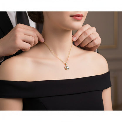 Moissanite Halo Pendant Necklace 1ct – 925 Sterling Silver – The Kensington Halo | Macklo London