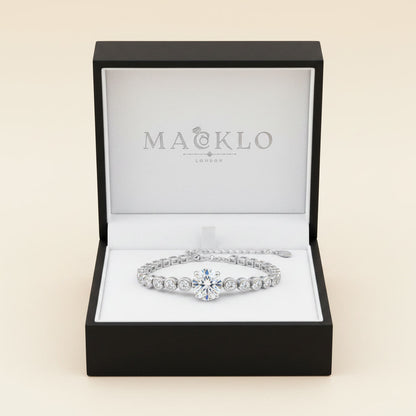 Moissanite Bolo Bracelet 3ct Oval Cut – 925 Sterling Silver – The Mayfair Bolo | Macklo London