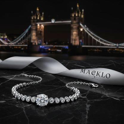Moissanite Bolo Bracelet 3ct Oval Cut – 925 Sterling Silver – The Mayfair Bolo | Macklo London