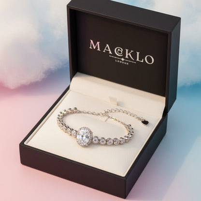 Moissanite Bolo Bracelet 3ct Oval Cut – 925 Sterling Silver – The Mayfair Bolo | Macklo London