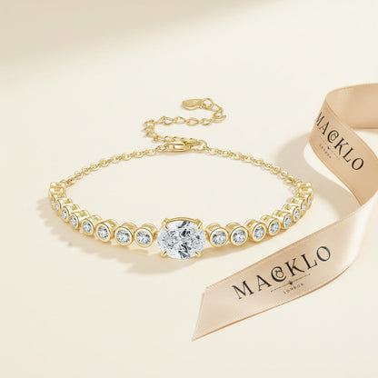 Moissanite Bolo Bracelet 3ct Oval Cut – 925 Sterling Silver – The Mayfair Bolo | Macklo London