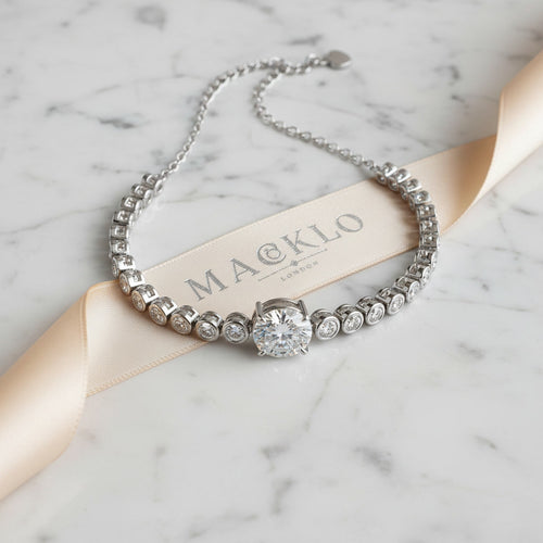 Moissanite Bolo Bracelet 3ct Oval Cut – 925 Sterling Silver – The Mayfair Bolo | Macklo London