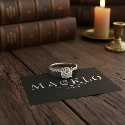 Moissanite Hidden Halo Ring 2ct 8mm D Color VVS1 – 925 Sterling Silver – The Kensington Crown | Macklo London