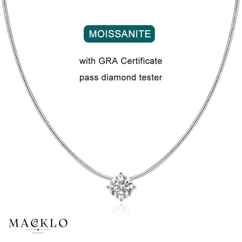 Lumina Pendant Necklace – 0.5ct / 1ct / 2ct Moissanite, 925 Silver, 18K Gold Plated, GRA Certified