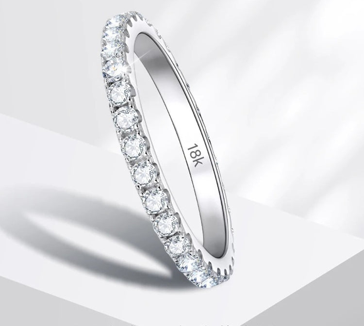 Eternal Band Ring – 2mm Moissanite Eternity Ring, 925 Silver, GRA Certified
