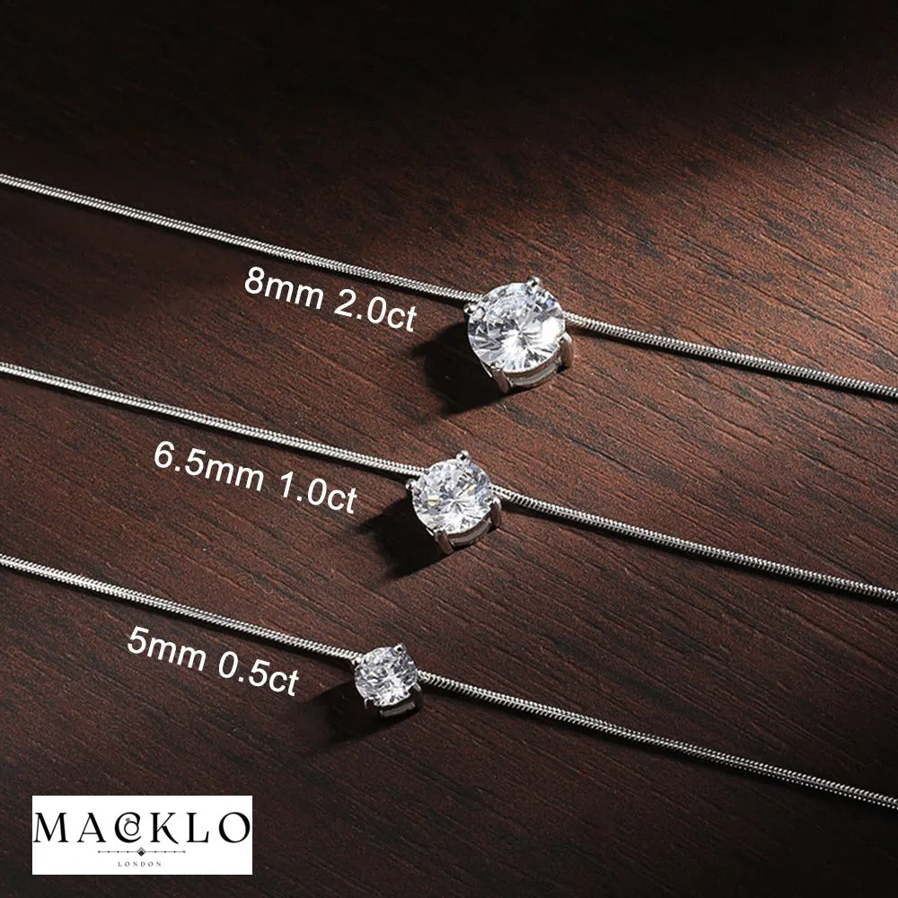 Lumina Pendant Necklace – 0.5ct / 1ct / 2ct Moissanite, 925 Silver, 18K Gold Plated, GRA Certified