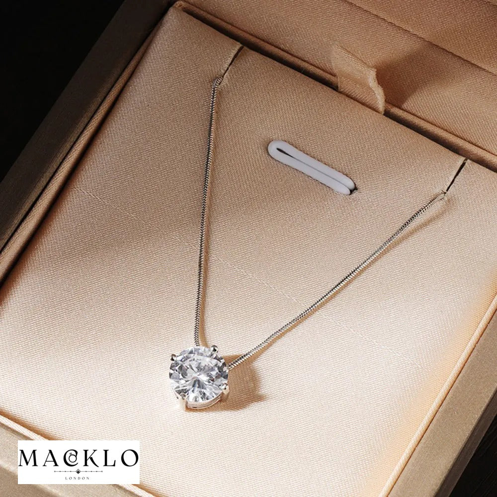 Lumina Pendant Necklace – 0.5ct / 1ct / 2ct Moissanite, 925 Silver, 18K Gold Plated, GRA Certified