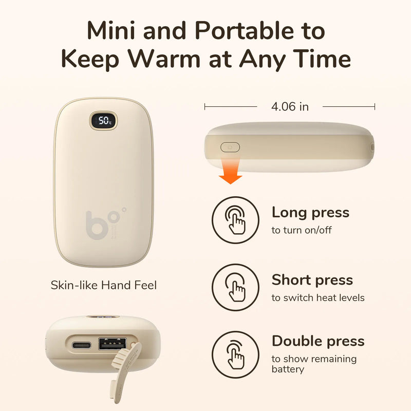 Rechargeable 3S Instant Heat Hand Warmer, Portable Electric Heater with USB Power Bank and LED Digital Screen