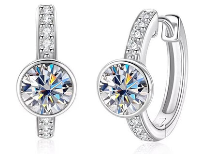 Moissanite Huggie Hoop Earrings 2ct  Total Bezel Set D Color VVS1 925  Sterling Silver – The Mayfair Hoops  | Macklo London