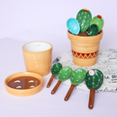 Cactus Ceramic Measuring Spoon Set Cute Kitchen Tool with Base