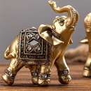 Golden Elephant Figurine Statue Elegant Trunk Sculpture