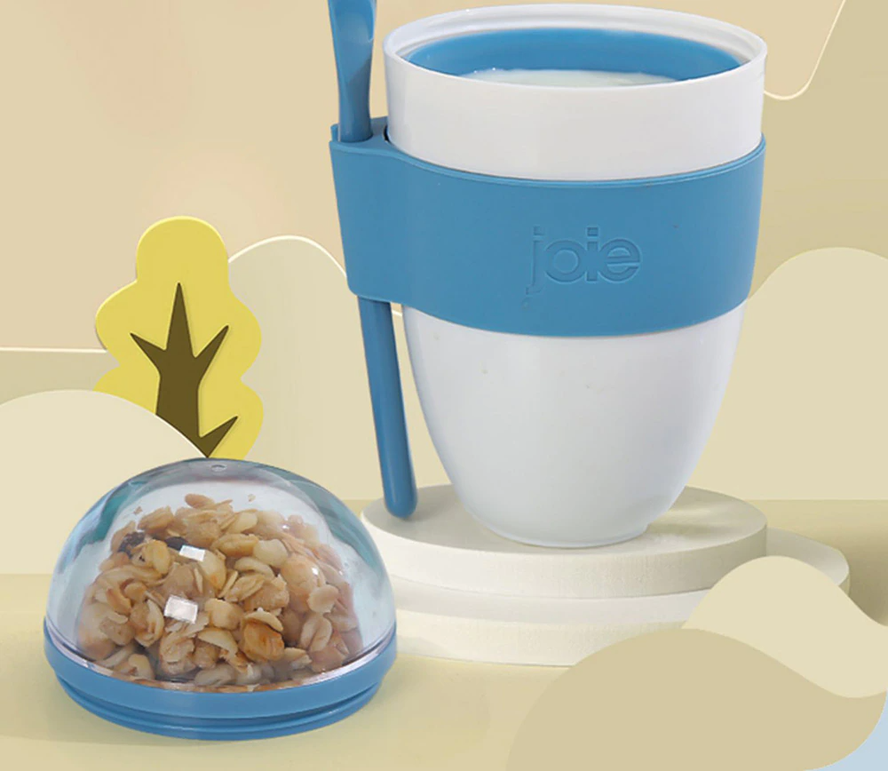 Portable Cereal To Go Food Breakfast Cup Cereal Cup Double Deck Plastic Cups  (3Colors)