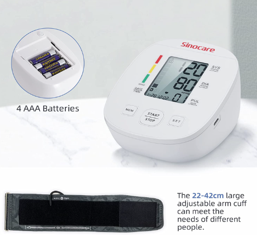 Blood Pressure Monitor for Home Use Upper Arm BP Cuff Machine, Blood Pressure Machines for Home Use with Large Cuff 22-42cm, 2X90 Memory LCD Display