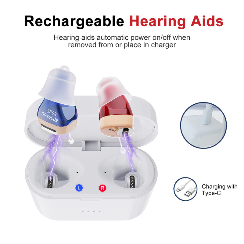 Rechargeable & Invisible Hearing Aid SR02 , Upgraded Version Stronger Suction Power