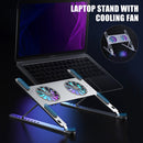 Laptop Stand With Cooling Fan, Aluminium Adjustable Laptop Stand, Portable & Foldable With RGB Light